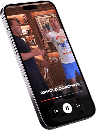 iPhone with app screenshot, angled left
