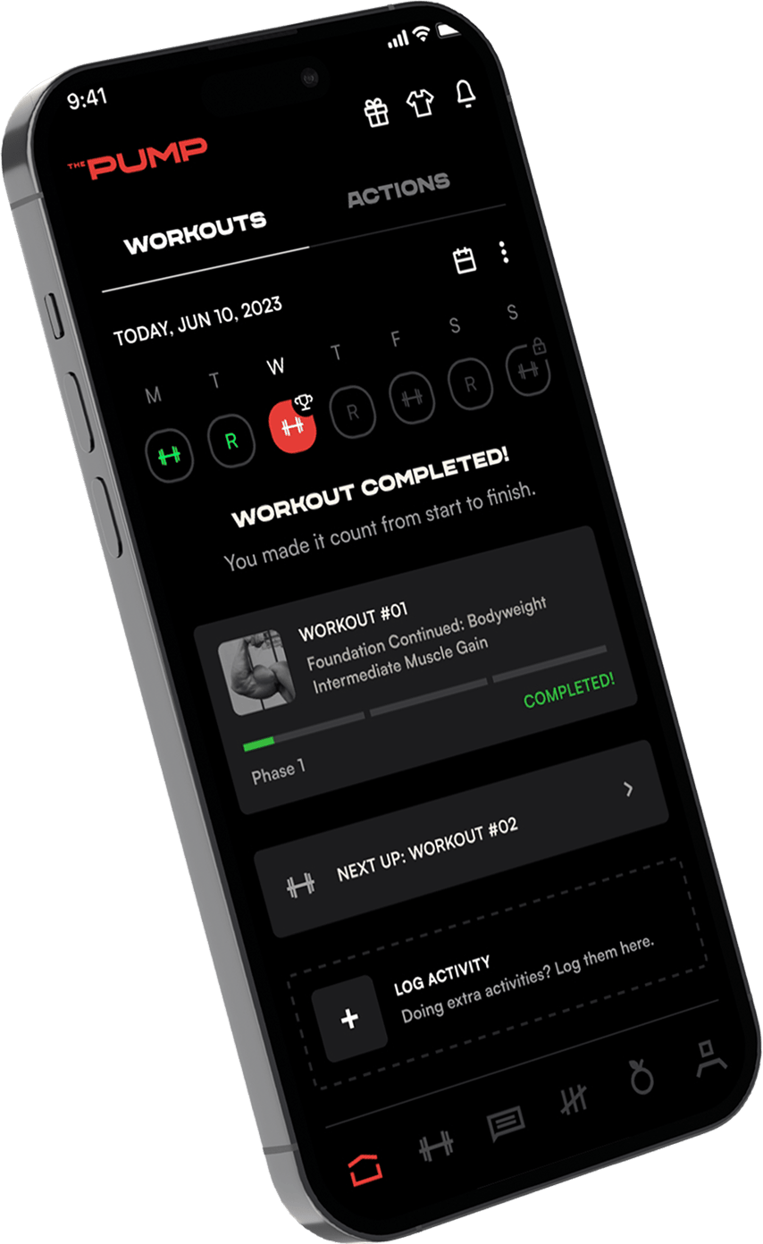 iPhone with app screenshot, angled left