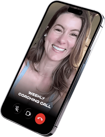 iPhone with app screenshot, angled right